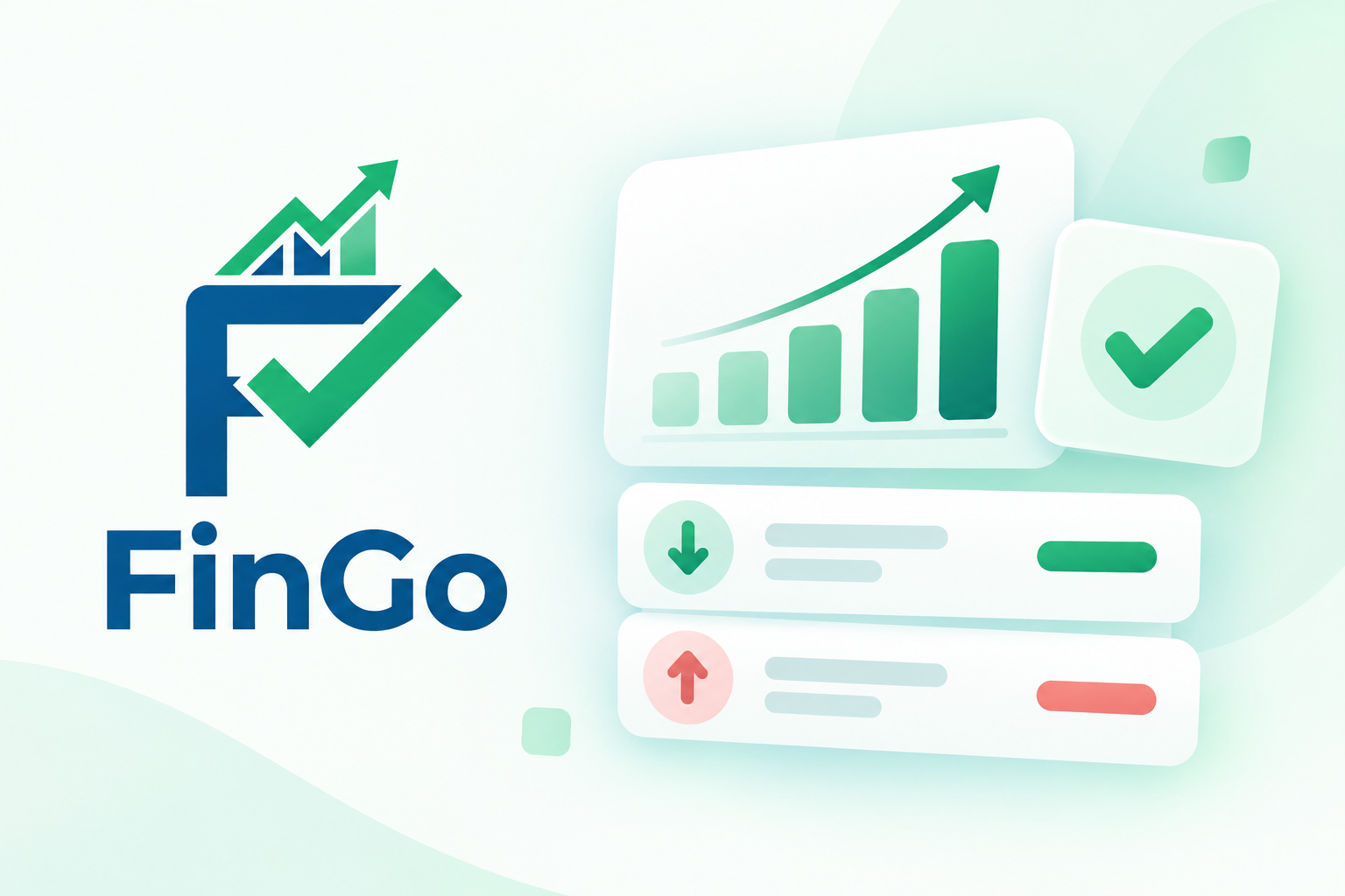 FinGo: ilustração de receitas, despesas e gráficos financeiros